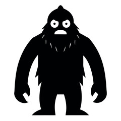 Black and White Silhouette of an Angry, Furry Creature with Large Hands and Claws