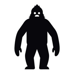 Silhouette of a Bigfoot or Sasquatch with Bushy Hair and a Sad Expression