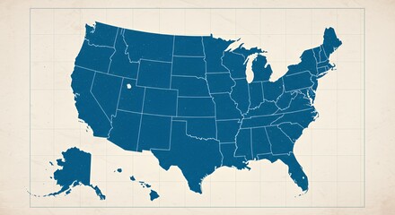 Vintage-Style US Map: A Detailed Geographical Chart of the United States