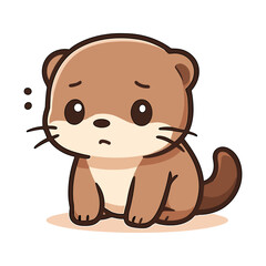Weasel Cartoon Mascot Cute Beaver Ferret Sad Illustrations