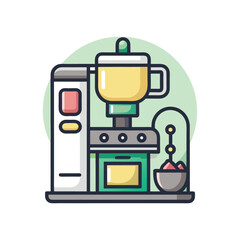 Naklejka premium line art home gadget, mug, jug, shovel, mixer machine, icon, logo vector design