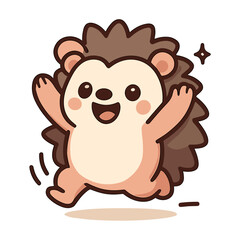 Hedgehog Cartoon Mascot Cute Porcupine Running Illustrations