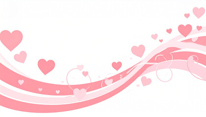 Pink heart-shaped design with wavy lines, varying shades of pink hearts scattered across, creating a romantic and whimsical banner