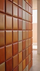 Modern Architectural Wall Paneling Textured Tiles in Warm Earthy Tones