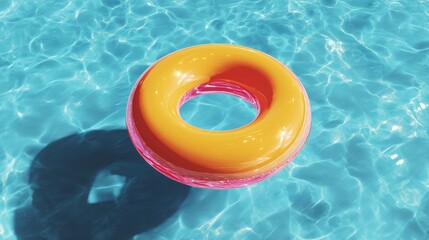 Round Inflatable Float on Clear Blue Pool Water