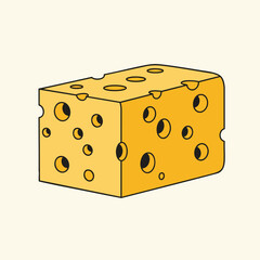 A block of cheese Swiss cheese with holes