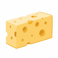 Vibrant Swiss Cheese Block with Holes Vector Illustration - Delicious Dairy Food Graphic