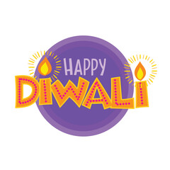 Happy Diwali Hindu Illustration with Fireworks Background for Light Festival of India.