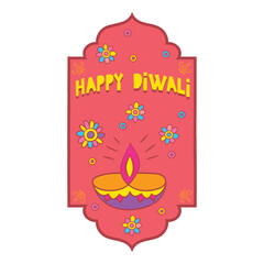 Happy Diwali Hindu Illustration with Fireworks Background for Light Festival of India.