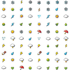 Colorful Seamless Weather Pattern with Clouds and Stars