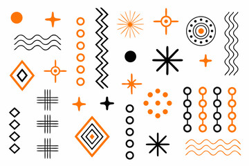 Floral vector icon set with seamless decorative pattern for design and nature themes