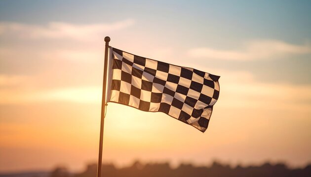 racing flag on sunset - Powered by Adobe