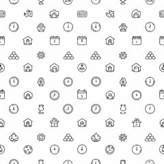 Seamless pattern of flat black web design icons in a circular collection