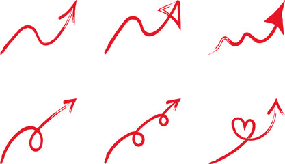 手書きの赤い矢印の素材セット