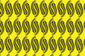 Luxury seamless A pattern of leaves on a yellow background made by adobe illustrator.