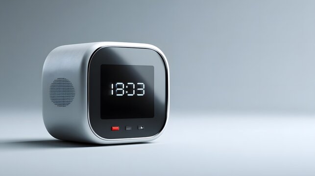 High resolution smart clock touchscreen interface white backdrop innovative AI powered alarm clock compact futuristic design ideal tech startup or gadget branding visuals   transparent