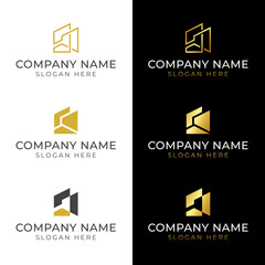 Abstract modern geometric logo for a construction company. Construction of residential buildings, premises for commercial use. Vector illustration.