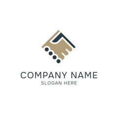 Handshake sign. Logo for business, law firm, sale. Concept of agreement, partnership, collaboration. Vector illustration.