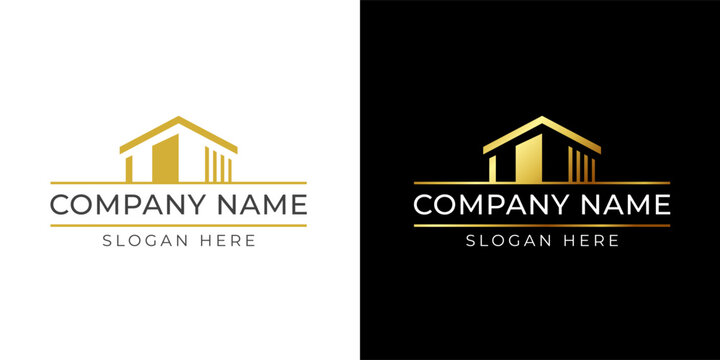 Logo for a construction company of residential buildings, cottages and commercial properties. Vector illustration.