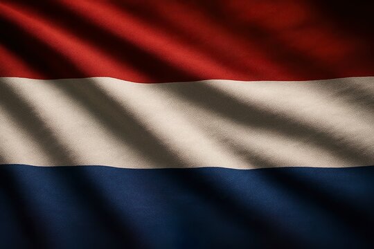 Dutch National Flag – Red, White and Blue – Realistic Cloth Design
