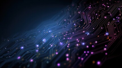 Digital Circuit Board Background with Light Effects for Technology Innovation