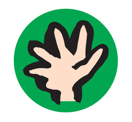 パーの手のひらの和風円形アイコン 