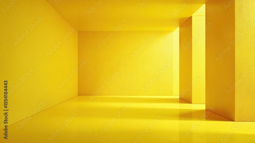 Aufkleber abstract composition featuring yellow walls floor and structural elements creating a sense of depth 