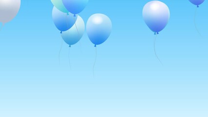 Pale blue balloon animation slowly rising into the blue sky (loop)
