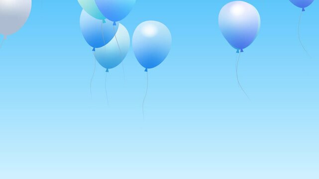 Pale blue balloon animation slowly rising into the blue sky (loop)