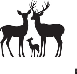 set of deer silhouettes, deer, animal, silhouette, vector, reindeer, wild, nature, mammal, illustration, wildlife, elk, antler, stag, cartoon, antelope, head, antlers, animals, horn, forest, design, h