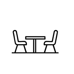 Fototapeta premium Table with two chairs icon in outline style for meeting or dining content