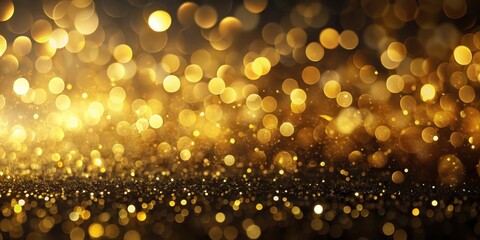 Abstract gold bokeh with black subtle gradient