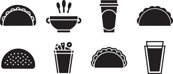 taco silhouette. Tacos food silhouette illustration. Tacos silhouette on a white background vector illustration. Taco with tortilla shell Mexican lunch