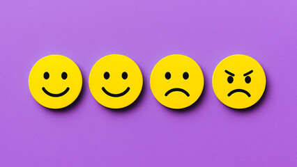 Flat icon set featuring smiling and angry faces, symbolizing emotional contrast in reactions, customer feedback, and expressive communication in digital or social contexts