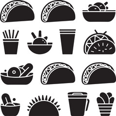 taco silhouette. Tacos food silhouette illustration. Tacos silhouette on a white background vector illustration. Taco with tortilla shell Mexican lunch