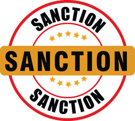 Bold Sanction Warning Stamp with Red Border and Star Motif sanction icon ,logo stamp , sticker ,sanction, isolation on transparent background