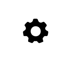 A simple black gear icon isolated on a white background