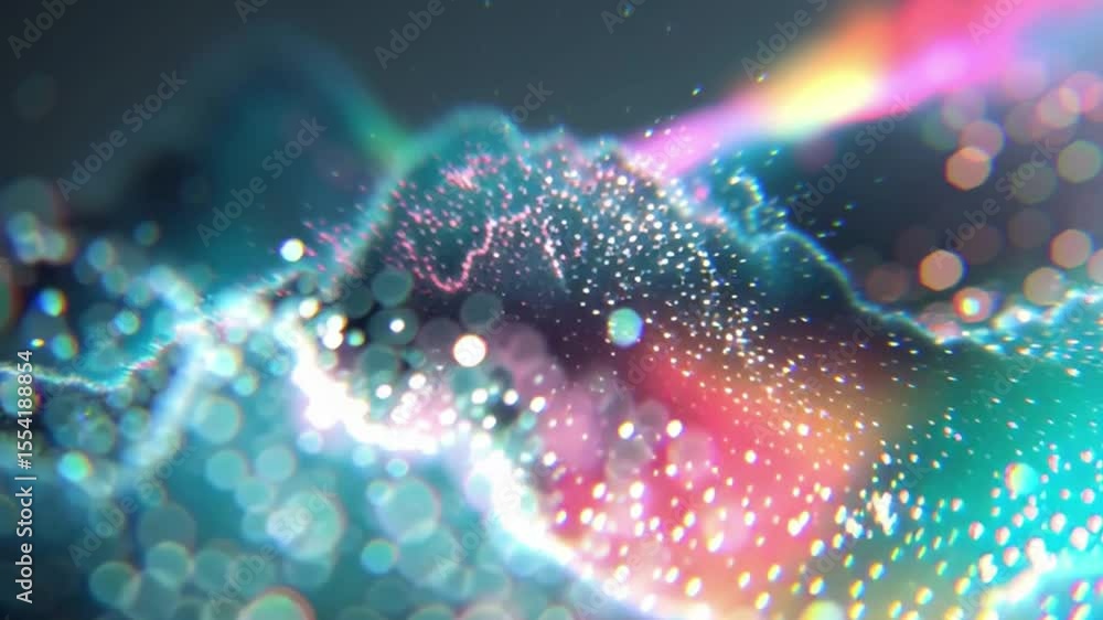 Aufkleber abstract colorful particle wave animation with bokeh