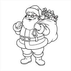 Santa Claus Carrying Gift Sack – Christmas Coloring Page