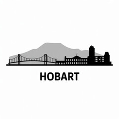 Fototapeta premium Hobart Skyline Silhouette — Tasmanian Waterfront City Vector Illustration