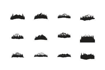 A collection of vector silhouettes of trees, a versatile design element for any illustration or pattern