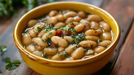 Southern style simmered butter beans served in a yellow bowl
