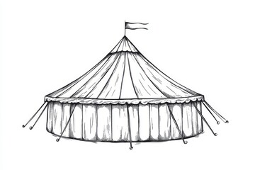 A circus big top tent is presented as a modern design element with grunge halftone style