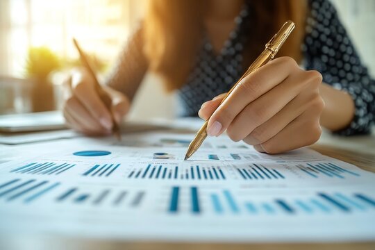 Financial advisory services. Asian advisor showing investment plans to clients in the consultancy office., Generative AI