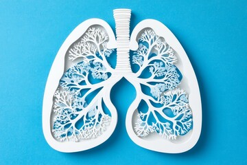 Green paper cut lungs is a symbolic representation of respiratory health and breathing