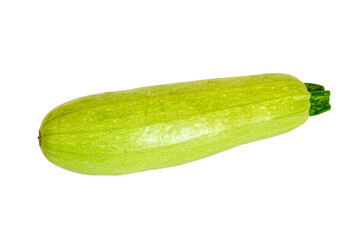 Fresh young zucchini isolated on white background. Natural zucchini close-up.