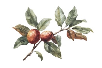 A Mangosteen branch vegetable produce plant.