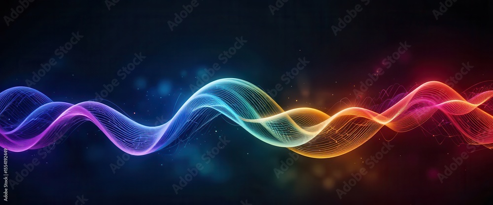 Poster Colorful abstract wave patterns creating a modern digital background for computer monitors