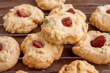 Homemade Healthy Cereal Cookies with almond top