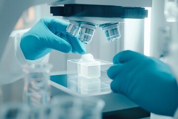 Fototapeta premium State-of-the-art laboratory tools execute a meticulous experiment in a pristine environment, emphasizing groundbreaking scientific discoveries and cutting-edge technology